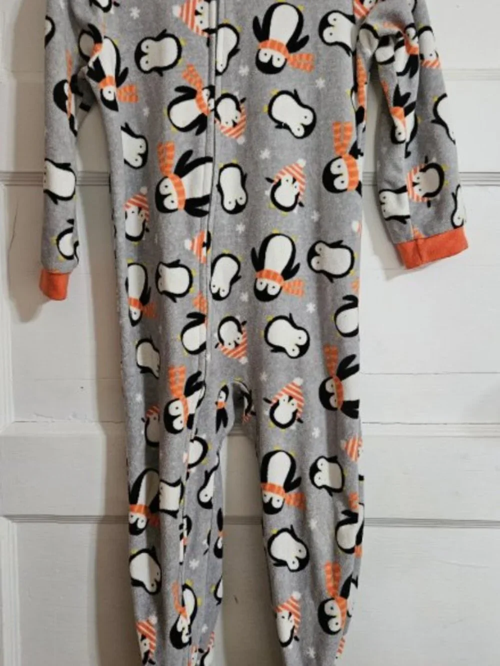 CARTER'S Grey Penguin Print One Piece Fleece Blanket Sleeper Pajamas Size 3T
